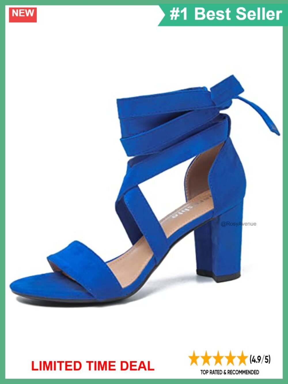 Women's Lace Up Ankle Wrap Block Heel Sandals Open Toe Chunky Heel Dress Shoes